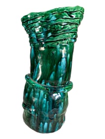 Marked Holly Green Majolica Vase