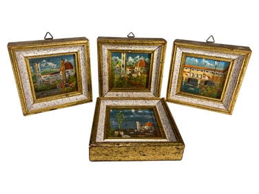 Lot of 4 Miniature Paintings, signed