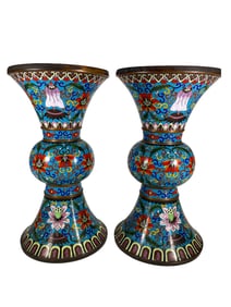 Vintage Chinese Pair of Cloisonne Vases