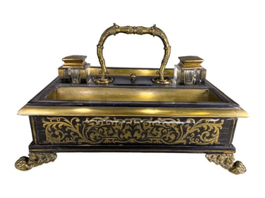 Antique French Bronze Boulle Inkwell
