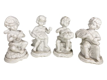 Set of 4 Cherubs Bisque Porcelain Fig