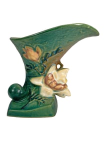 Roseville Green Magnolia 184-6 Pottery Vase