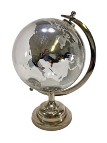 World Globe Aluminum & Glass Mapamundi