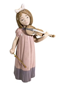 Lladro Nao Girl with Violin Porcelain Figurine