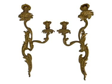 French Pair of Bronze Wall Sconces