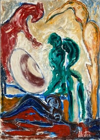 Joseph James AKSTON (1898-1983) Art Work on Linoleum