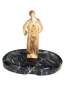 Antique Orientalist Alabaster & Marble Card Holder