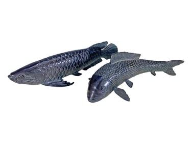 2 Vintage Japanese Bronze Fishes Statues