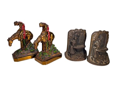 2 Vintage Iron & Spelter Bookends