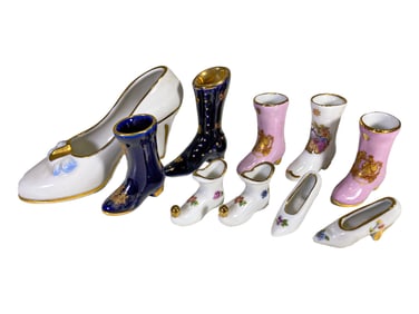 Limoges, France Set of 10 Porcelain Shoes & Boots