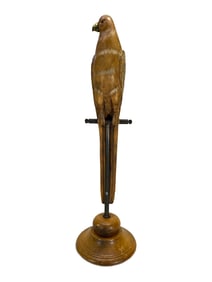 Mid Century Carved Wood Parrot Sculpture