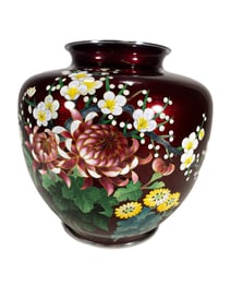 Ando JOBEI, Japan Enamelled Silver Cloisonne Vase