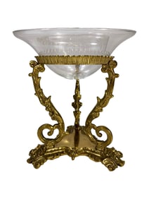Vintage Gilt Bronze & Glass Centerpiece