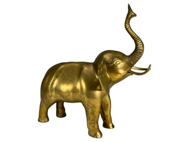 Elephant Raised Trunk Brass Statue