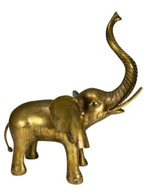 Elephant Raised Trunk Brass Statue