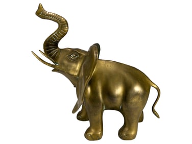 Elephant Raised Trunk Brass Statue