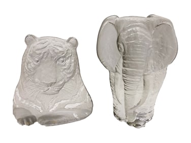 Mats Jonasson, Sweden Tiger & Elephant Crystal Fig