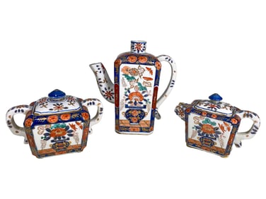 3 Imari Japanese Porcelain Teapot Pcs