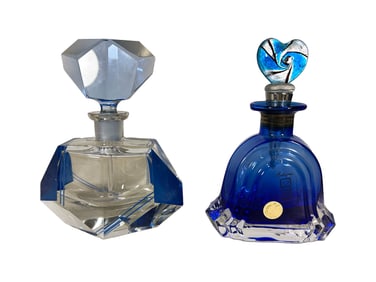 2 Italian Blue Crystal Perfurm Bottles
