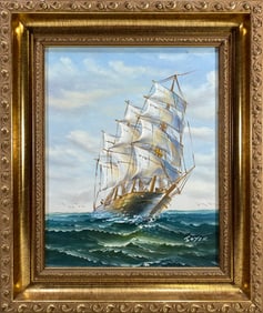 Seascape Oil on Canvas Painting, signed