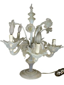 Vtg Murano Milk Glass Girandole Lamp