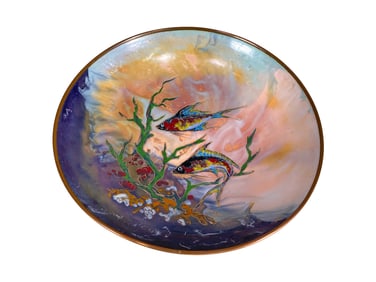 Krelage, Holland Enamel on Copper Fishes Plate