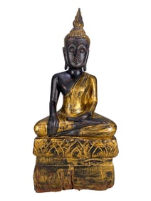 Vintage Tibetan Wood Buddha Sculpture