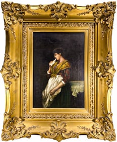 Antique European Oil on Canvas Painting, signed