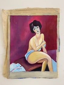 After A. Modigliani Oil on Canvas Painting