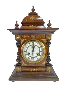Mauthe, Germany Wood & Bronze Mantle Clock
