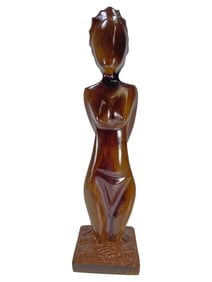 Modern Nude Carved Wood Sculpture
