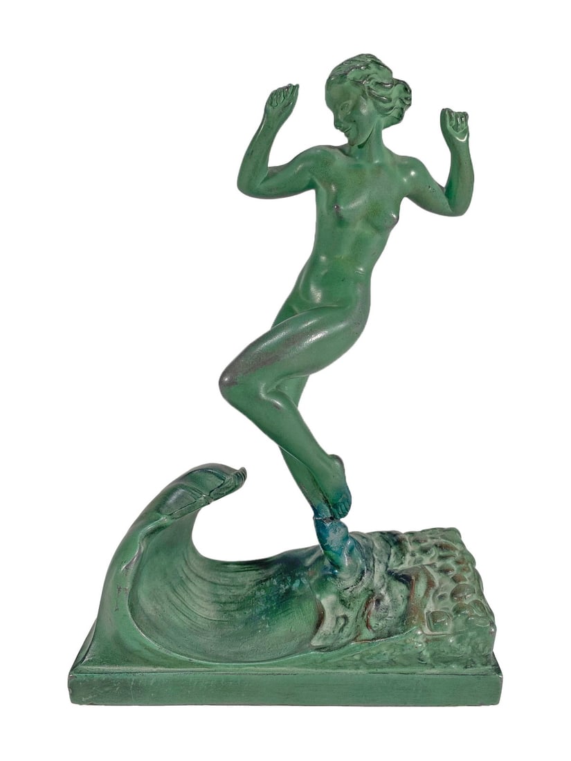 Raymonde GUERBE (1894-1995) French Art Deco Spelter Fig (1 of 8)