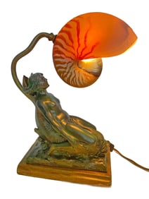 Max Le Verrier, French Spelter & Onyx Lamp