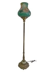 Vintage Fairmount Lamp Co Glass & Metal Floor Lamp