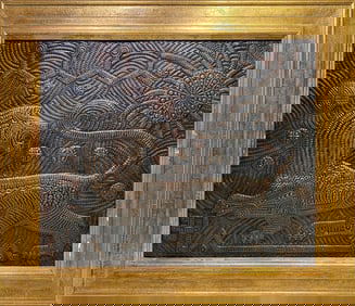 Vintage High Relief Lion Copper Panel