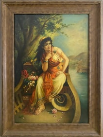 Vintage Orientalist Oil on Canvas Painting