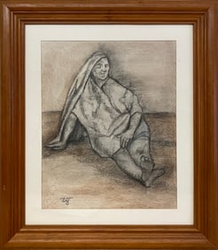 Vintage Latin American Pastel & Charcoal Painting