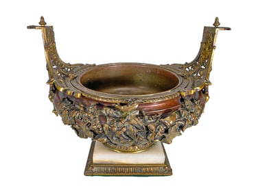 Barbedienne Quality Antique French Bronze & Onyx Centerpiece