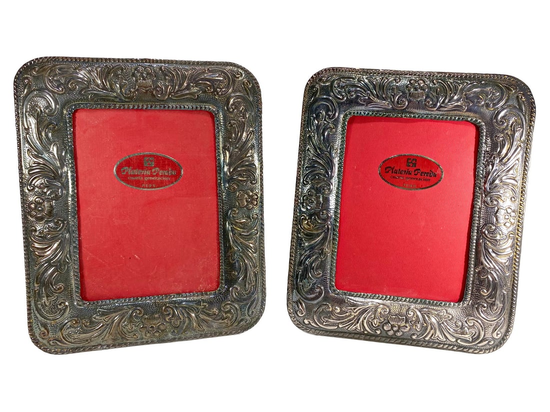2 Plateria Pereda, Peru 950 Silver Picture Frames: 2 Plateria Pereda, Peru 950 Silver Picture Frames. 10 1/4 x 8 1/4 in. Pic size: 6 5/8 x 4 3/4 in.Good condition. Local Pick up call one day before to make an appointment. TO SHIP THIS ITEM IN USA OR I