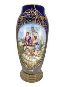 Antique Limoges, France Porcelain & Bronze Vase