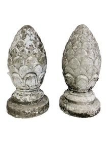 Pair of Vintage Colonial Garden Concrete Finials