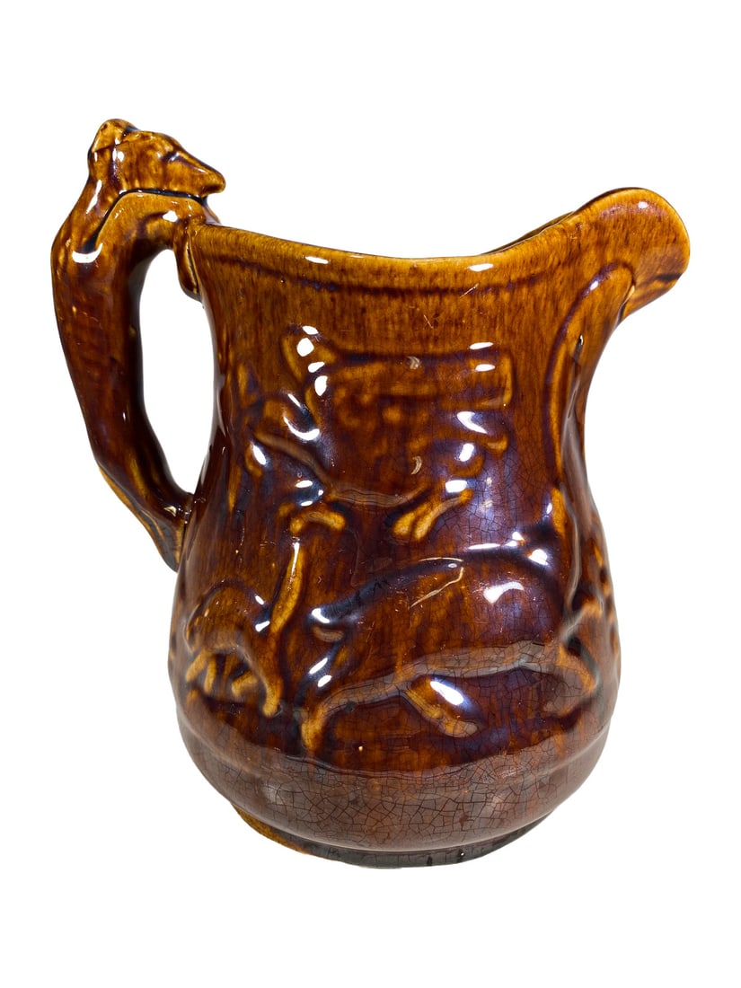 Rockingham Bennington Hound Pottery Pitcher (1 of 6)