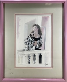 Signed FRANC 88 Gouache Painting