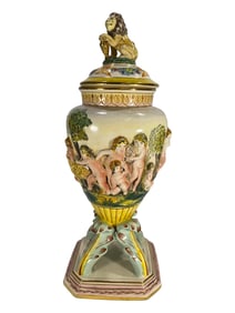 Italian Capodimonti Style Ceramic Urn