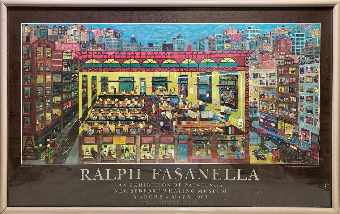 Ralph FASANELLA 1986 Exhibition Poster: Ralph FASANELLA 1986 Exhibition Poster on the New Bedford Whaling Museum. 24 7/8 x 38 7/8 x 1 1/8 in.Good condition. Local Pick up call one day before to make an appointment. TO SHIP THIS ITEM IN USA