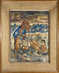 1960s South American Watercolor Painting, signed