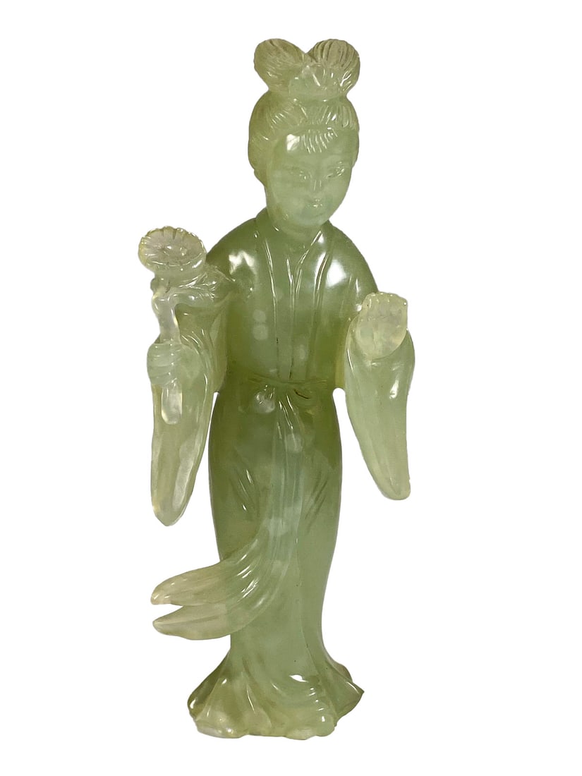 Vintage Chinese Hand Carved Jade Fig: Vintage Chinese Hand Carved Jade Fig. 4 7/8 x 1 3/4 x 1 in.Good condition. Local Pick up call one day before to make an appointment. TO SHIP THIS ITEM IN USA OR INTERNATIONAL, PLEASE CONTACT THE SHIPP