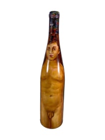 Vintage Nude Hand painted Wine Bottle