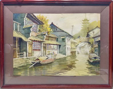 Vintage Chinese Watercolor Painting, signed: Vintage Chinese Watercolor Painting, signed. 21 x 26 3/4 in framed.Good condition. Local Pick up call one day before to make an appointment. TO SHIP THIS ITEM IN USA OR INTERNATIONAL, PLEASE CONTACT T