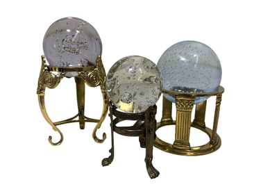 Set of 3 Glass & Bronze Balls